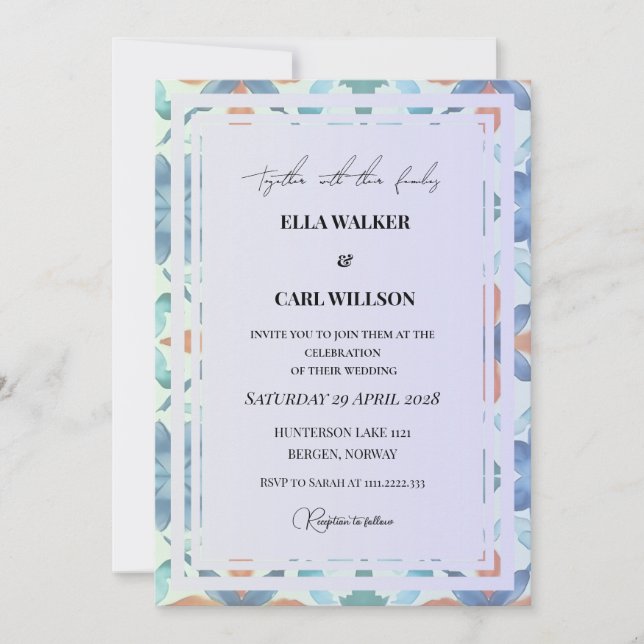 Invitation Mariage Chic d'Été Coloré (Devant)