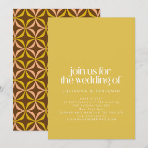 Invitation Mariage chic esthétique rétro jaune moderne