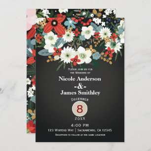 Invitation Mariage chic foncé floral coloré génial audacieux