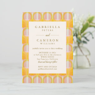 Invitation Mariage chic géométrique jaune moderne du milieu d