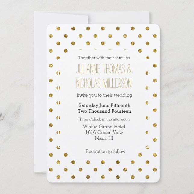 Invitation Mariage Chic Gold Glam Dots (Devant)