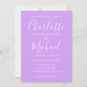 Invitation Mariage Chic Lavande Lilas à Script de Signature