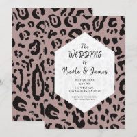 Mariage Chic Léopard Tachet Noir & Blanc Invit