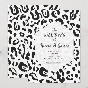 Invitation Mariage chic léopard tachet noir et blanc