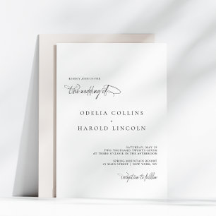Invitation Mariage Chic Minimaliste Calligraphie Noir et Blan