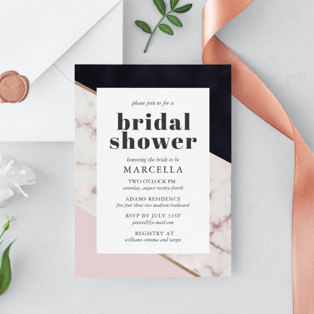 Invitation Mariage chic moderne en marbre (Créateur téléchargé)