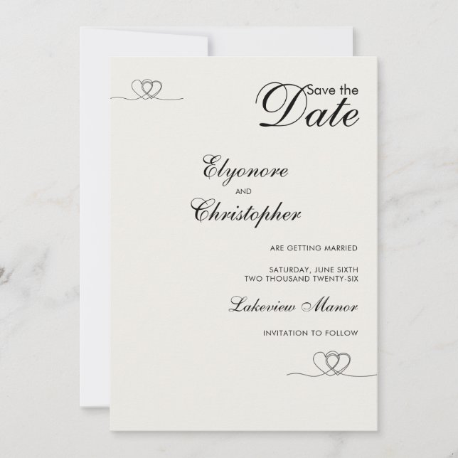 Invitation Mariage Chic Moderne Ivory Save The Date (Devant)