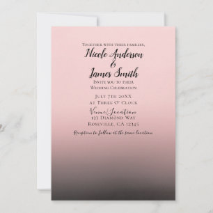 Invitation Mariage Chic Moderne Rose Pâle Et Noir Ombré
