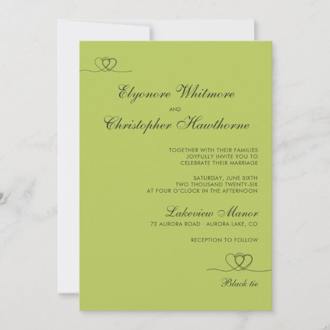 Invitation Mariage chic moderne vert Citrus mélange et assort (Devant)