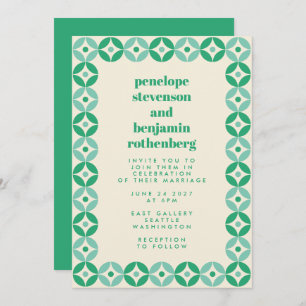 Invitation Mariage chic Motif géométrique vert moyen
