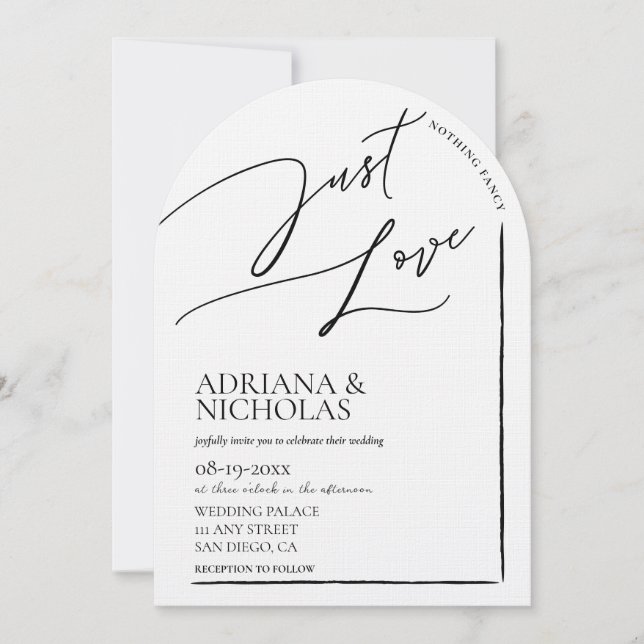Invitation Mariage Chic Noir Blanc Rien de Fantaisie Juste de (Devant)
