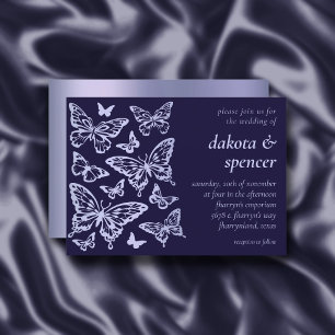 Invitation Mariage chic papillon Violette violette de lavan