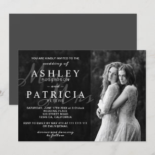 Invitation mariage chic photo élégant moderne noir blanc