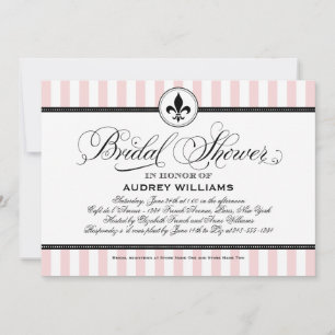Invitation Mariage Chic Rose Fleur de Lis Fête de Mariée
