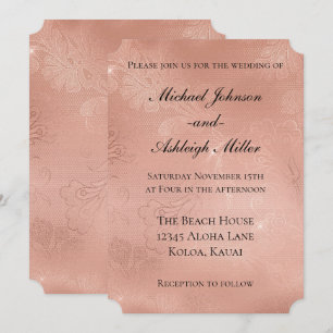 Invitation Mariage Chic Rose Gold Broderie
