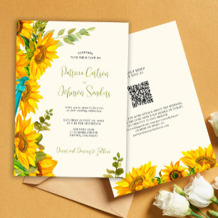 Invitation Mariage chic rustique d'été tout en un QR à RSVP