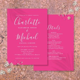 Invitation Mariage Chic Script Tout En Un Rose Chaud