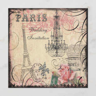 Invitation Mariage Chic Tour Eiffel & Chandelier