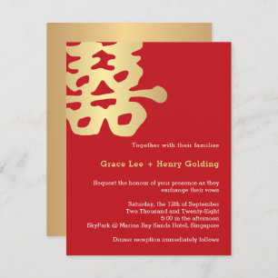 Invitation Mariage chinois à double or contemporain