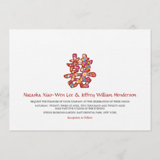 Invitation Mariage chinois aux fleurs de printemps