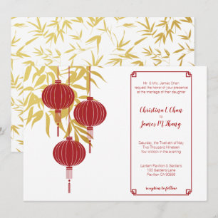 Invitation Mariage chinois de bambou rouge