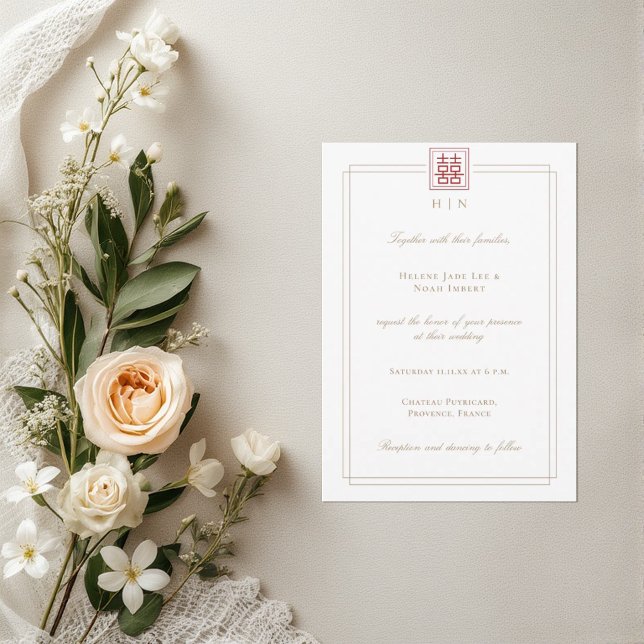 Invitation Mariage Chinois Double Bonheur Élégant Moderne (Créateur téléchargé)