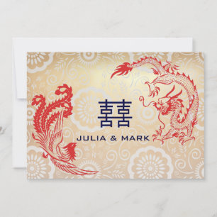 Invitation Mariage chinois Dragon-Phoenix moderne