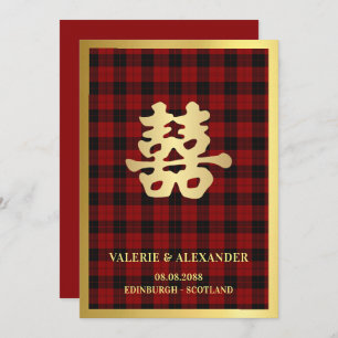 Invitation Mariage chinois écossais double bonheur