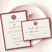 Mariage chinois moderne élégant Champagne rouge RS