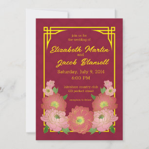 Invitation Mariage chinois Pink Peonies