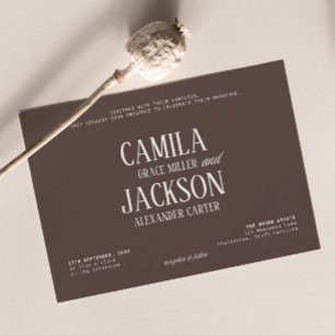 Invitation Mariage Chocolat Brun Luxe Ancien Argent