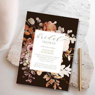 Invitation Mariage Chocolat Brun Tonnelle Florale