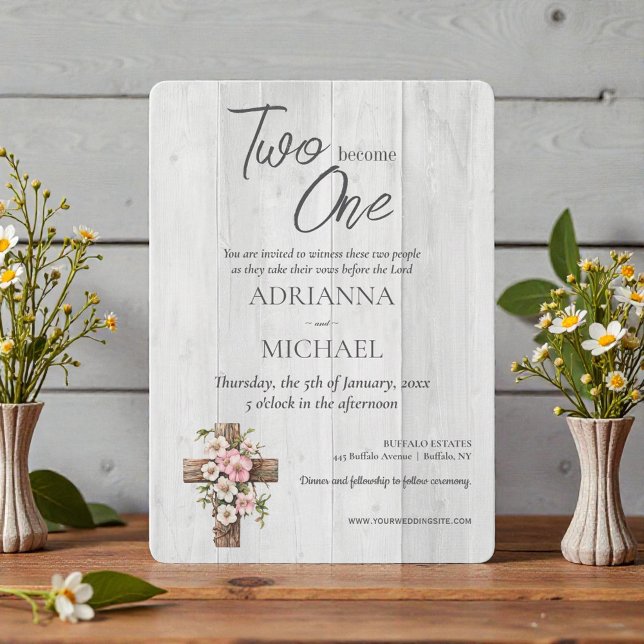 Invitation Mariage chrétien Bois Deux En Un (Créateur téléchargé)