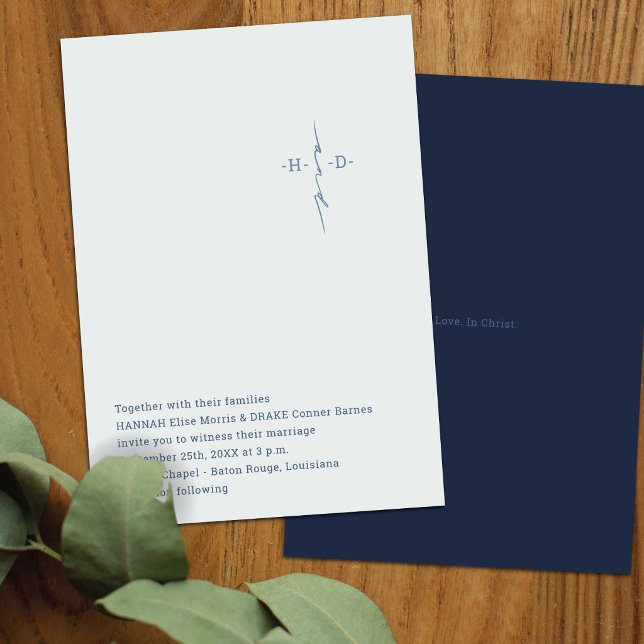 Invitation Mariage Chrétien | Croix des Initiales du Couple B (Créateur téléchargé)