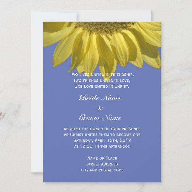 Invitation Mariage chrétien de fleur de tournesol d'été lumin (Devant)
