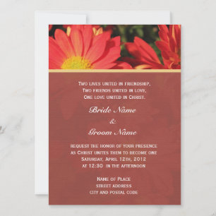 Invitation Mariage chrétien de fleurs de marguerite orange ét