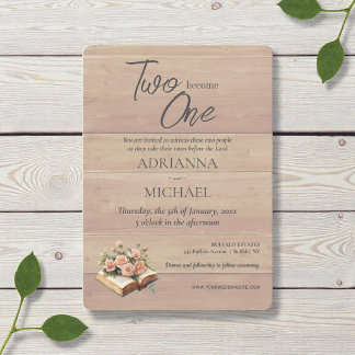 Invitation Mariage chrétien Deux en Un