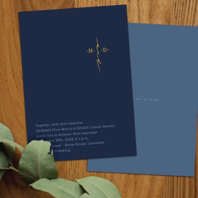 Invitation Mariage Chrétien | Initiales du Couple Croix Or (Créateur téléchargé)