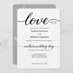 Invitation Mariage chrétien minimaliste minimaliste gris de L