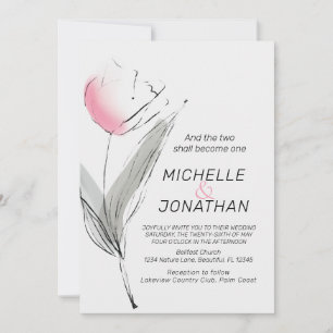 Invitation Mariage chrétien Tulip gris rose moderne