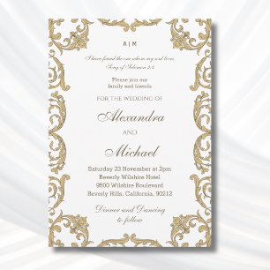 Invitation Mariage chrétien verset biblique baroque orné