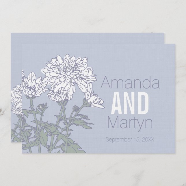 Invitation Mariage chrysanthème blanc mariage de fleurs (Devant / Derrière)