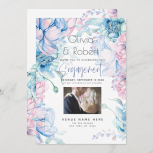 Invitation Mariage   Ciel Bleu et Bubblegum Pink Peonies