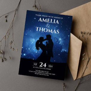 Invitation Mariage Ciel Nocturne Couple Romantique 