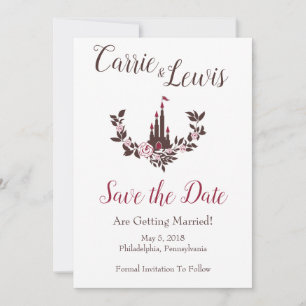 Invitation Mariage Cinderella Fairytale Castle Floral Garland