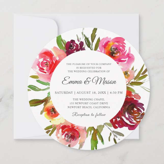 Invitation Mariage circulaire Romance Radiant (Devant)