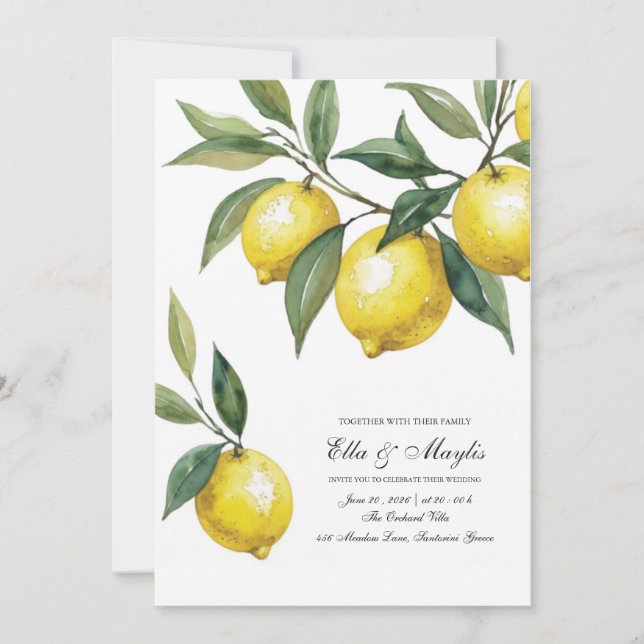 Invitation Mariage Citron | Agrumes Méditerranéens (Devant)