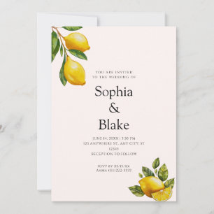Invitation Mariage Citron Agrumes Rose Moderne sur le thème d