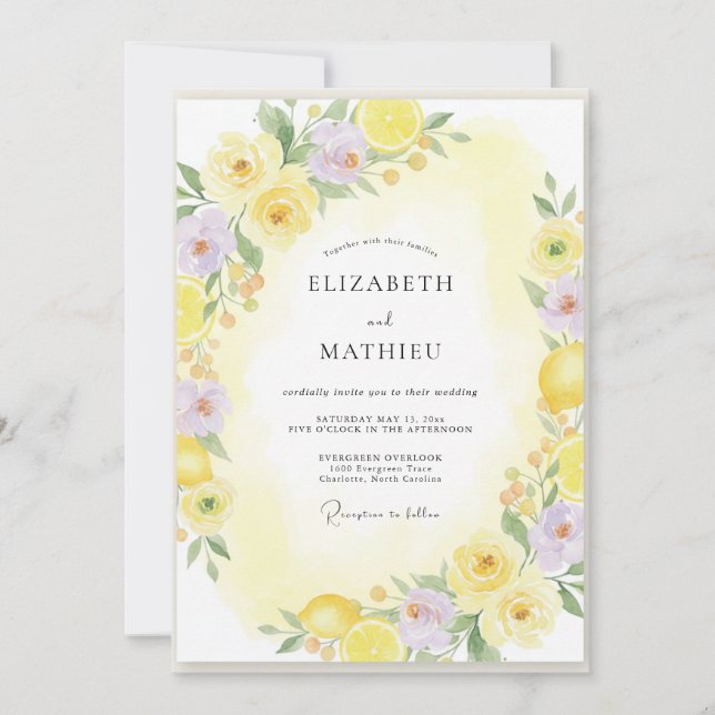 Invitation Mariage Citron Amalfi Jaune (Devant)