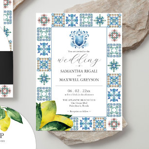 Invitation Mariage citron bleu et jaune